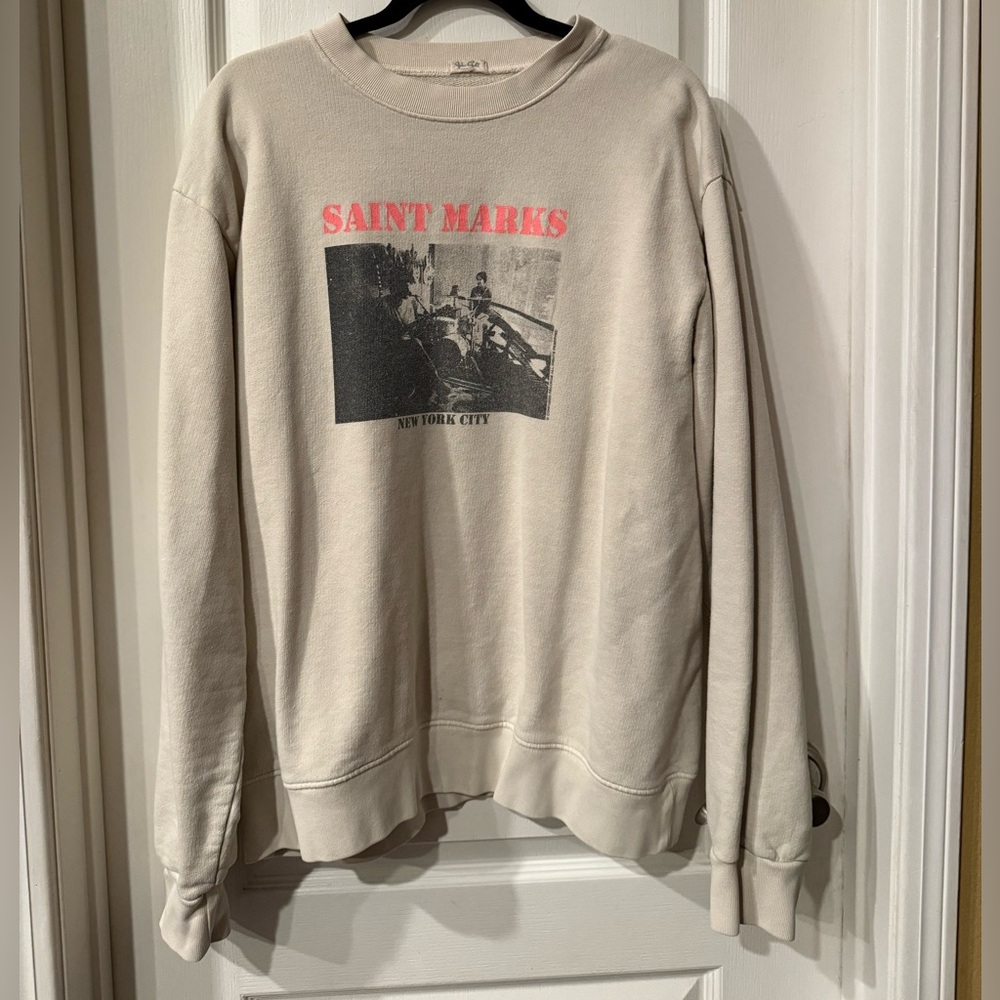 Brandy Melville Cream Graphic Crewneck Sweater